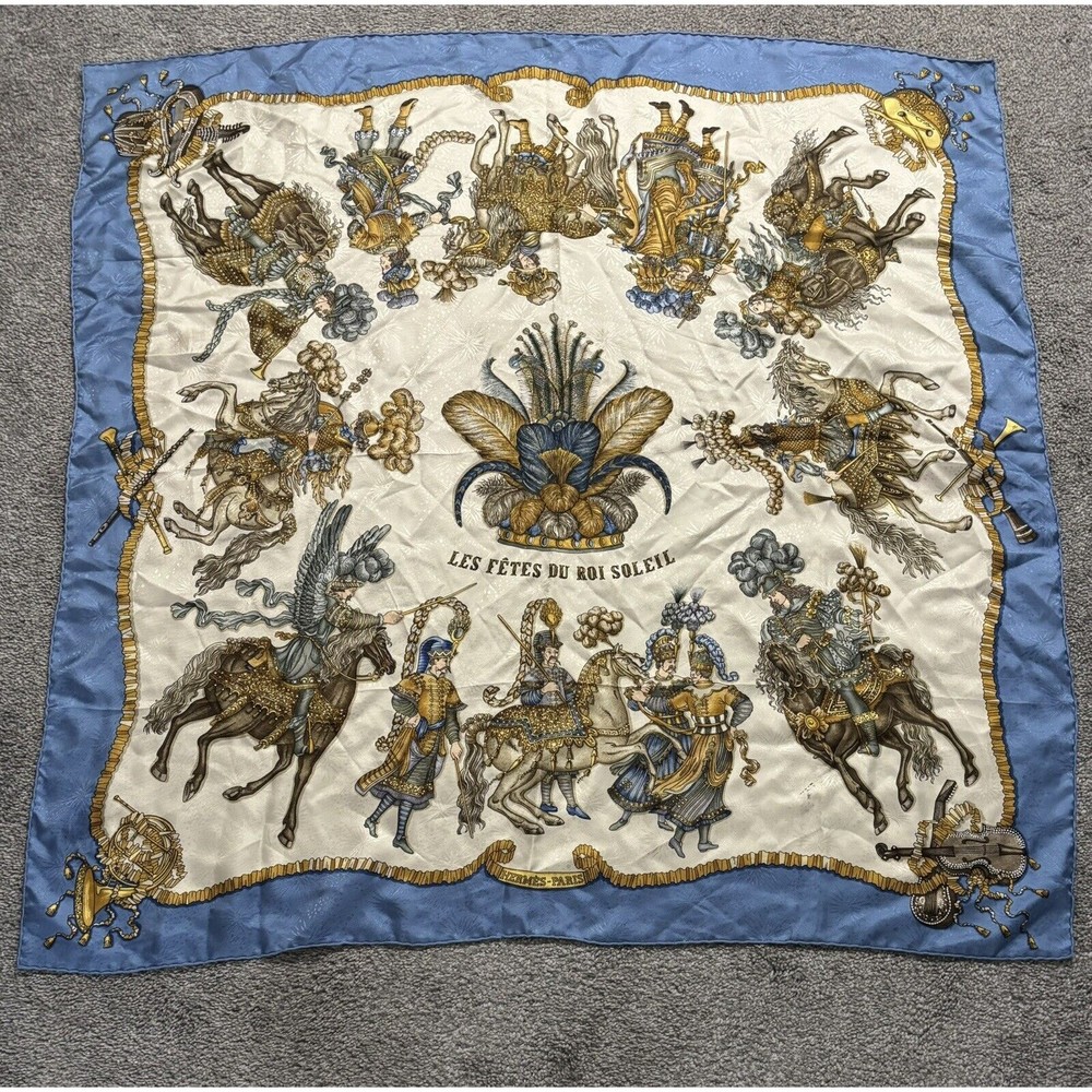 Hermes Carre90 Les Fetes Du Roi Soleil Celebration Of The Sun King Scarf Silk